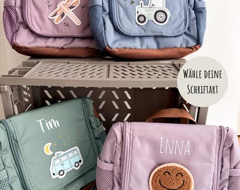 Kulturbeutel Kinder personalisiert mit Name – LÄSSIG Waschbeutel – Kulturtasche für Urlaub & Alltag - Geschenkidee Weihnachten Geburtstag