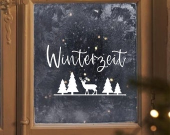 Aufkleber "Winterzeit" / Winterdeko / Sticker / Fensterbild / Deko / Windlicht