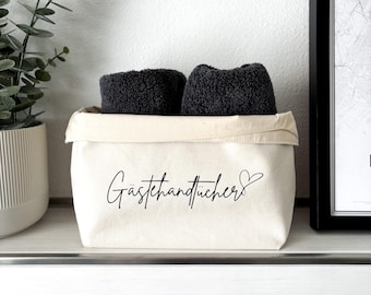 Storage basket "Guest towels" with heart / Utensil holder / Basket for towels / Bathroom / Guest WC / Bathroom