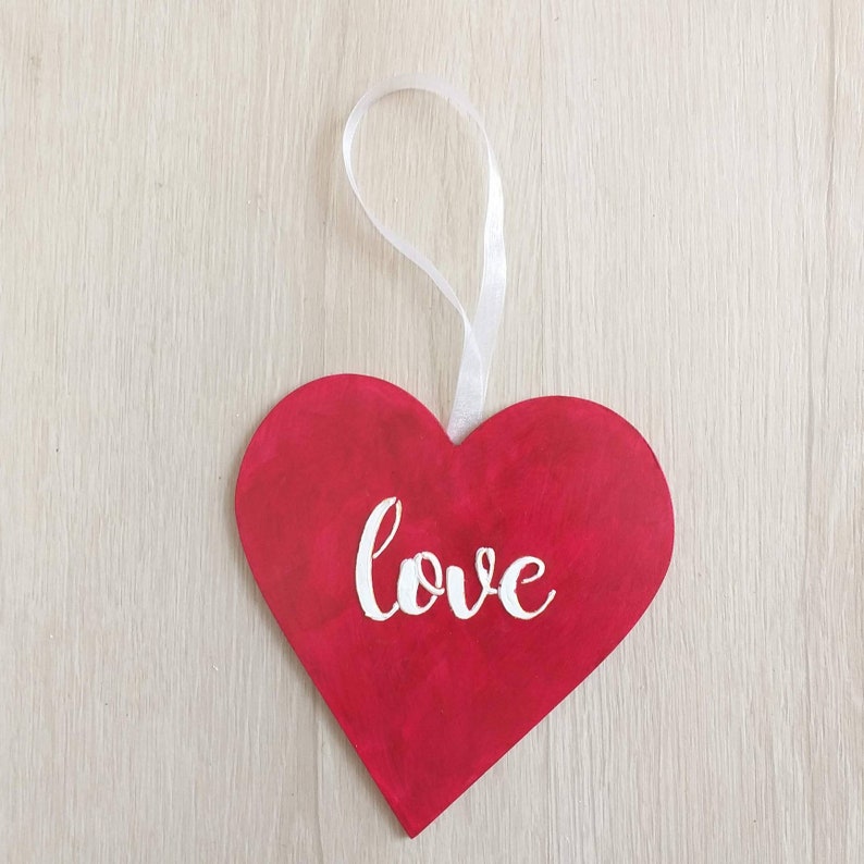 Love Valentines Day Hanging Heart Gift for Her Wall Hanging Etsy