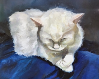 Custom Cat Portrait, Custom Oil Painting, Hand painted, Original Artwork, Cat Lover Gift, Cat Memorial Gift, Pet Parents Gift