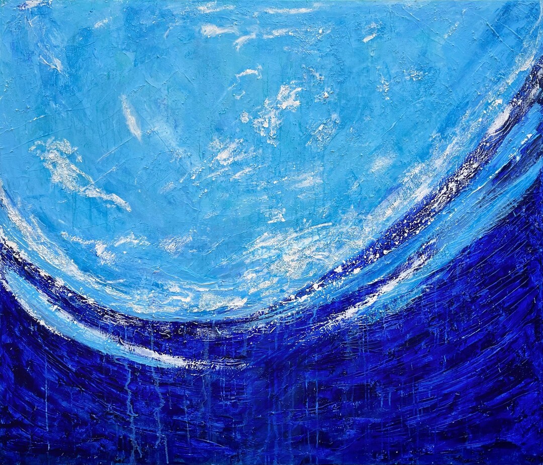 Modern Abstract Art Ocean Art Blue Painting Sustainable Etsy