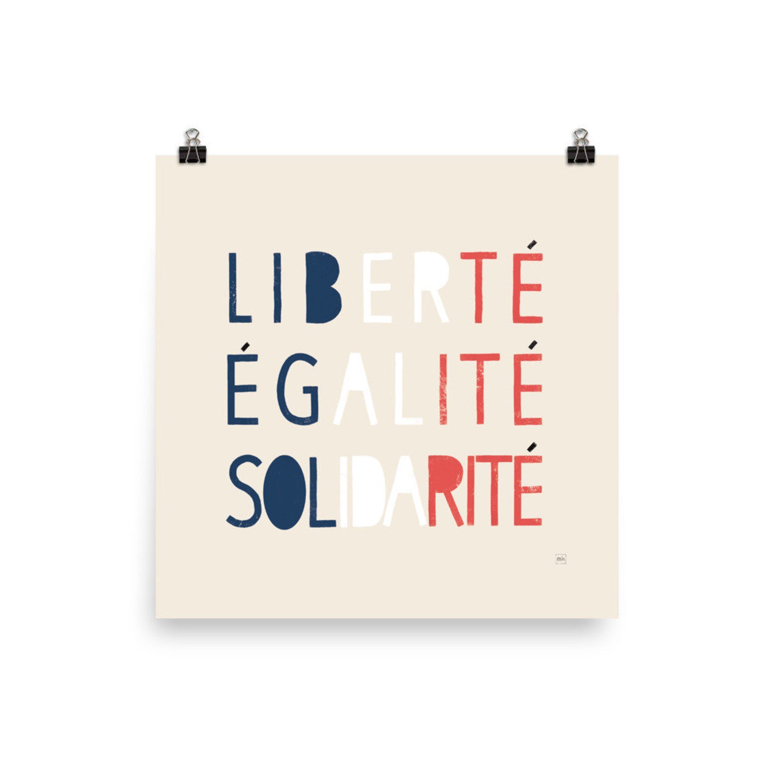 Liberté Égalité Solidarité Typography Print Square French | Etsy