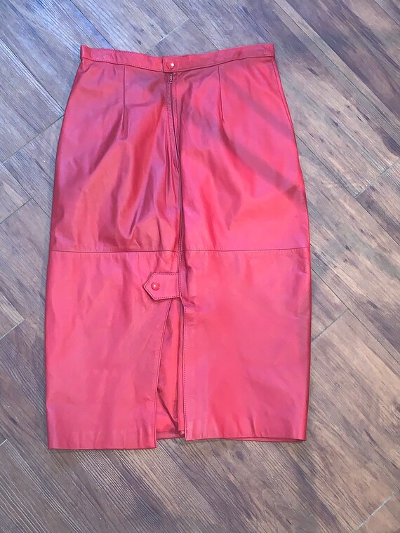 Vintage G-III red leather skirt | Etsy