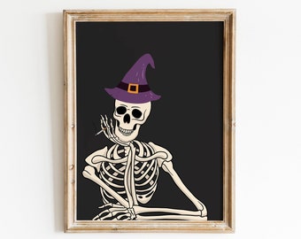 Witchy Skeleton Poster Print