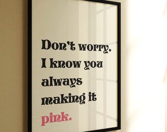 PINK Bathroom Poster Print, Funny Guest Bathroom Decor