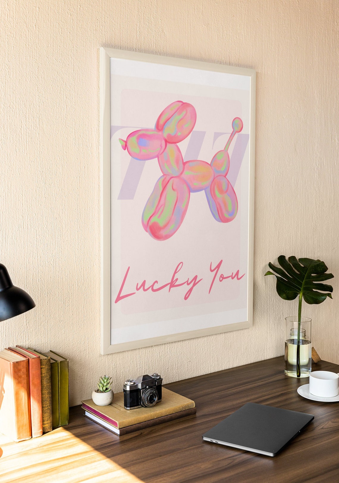 Lucky You Printable Poster, Dog Balloon Wall Art, Feminine Trendy ...