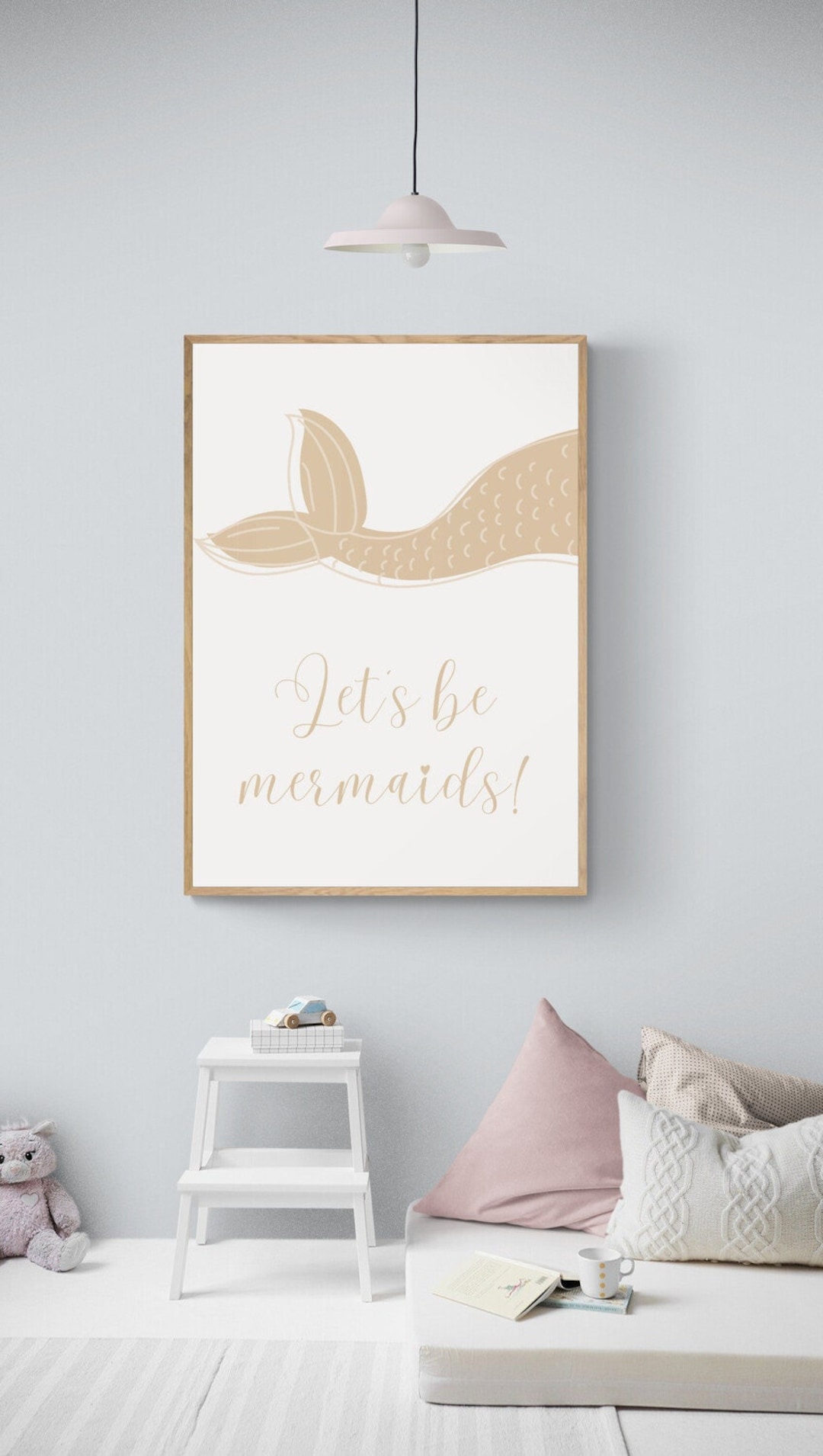 Let's Be Mermaids Print, Mermaid Wall Art, Girl Room Decoration, Girl ...