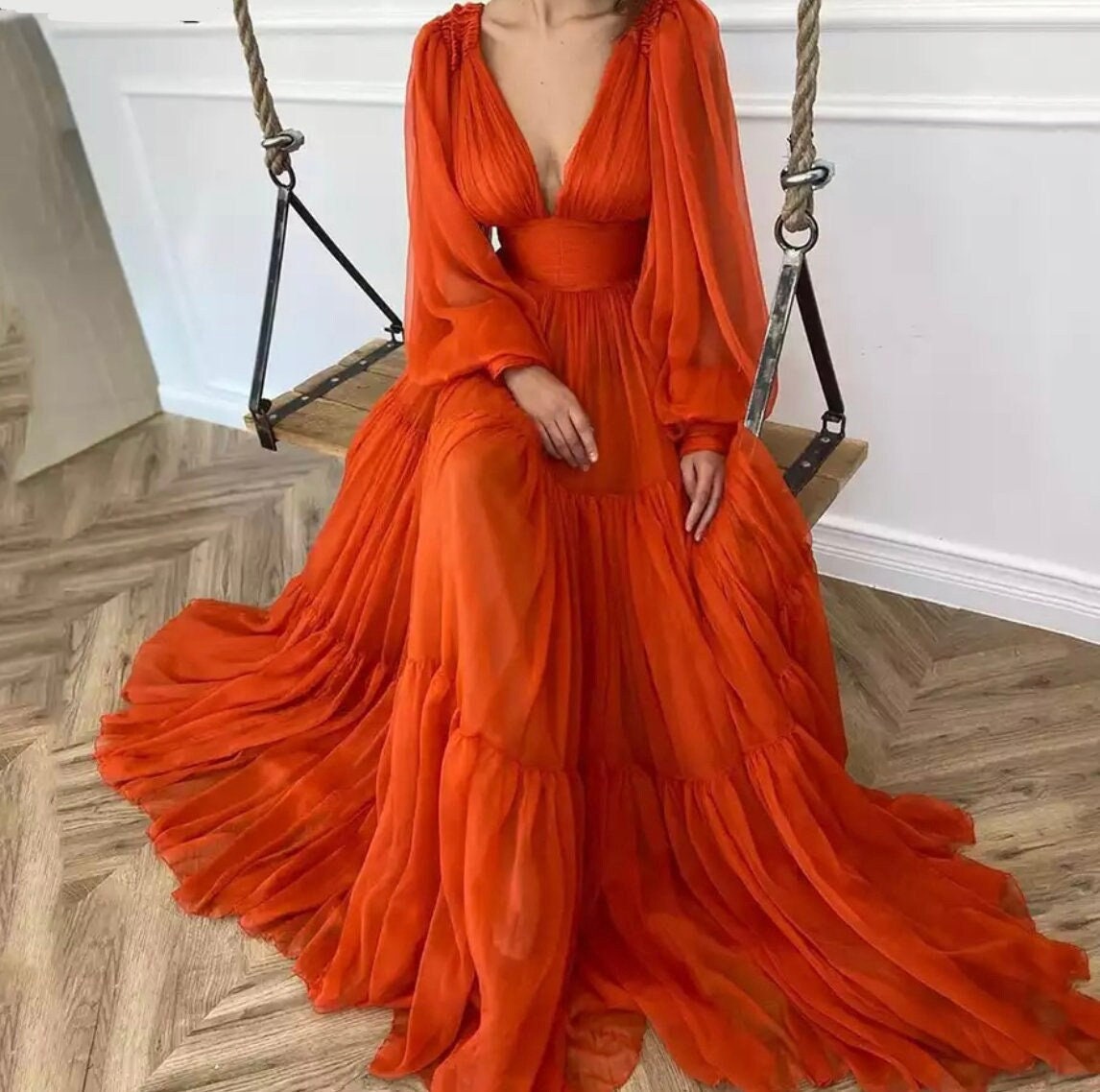 Puff Sleeves Prom Dress Women 