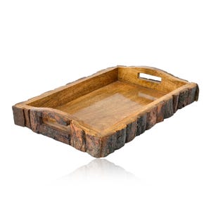 Rustic wood tray, Small Tray for desserts and delicatessen, Wooden tray pocket stuff, Wooden Serving Tray for Tea Time Carv Serving Platters