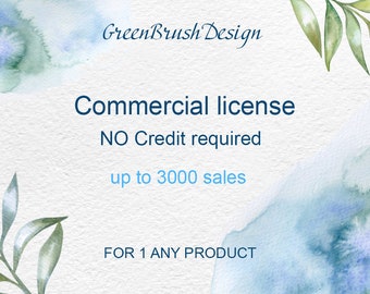 The Commercial License for small business SINGLE product - Digital Download Printable Watercolor Clipart - NO Credit required