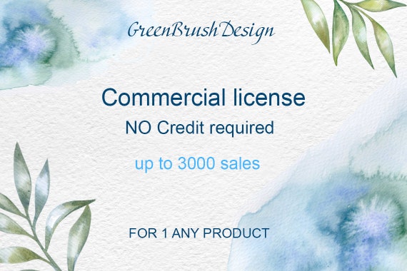 NO Credit required 5 products The Commercial License for small business Digital Download Printable Watercolor Clipart