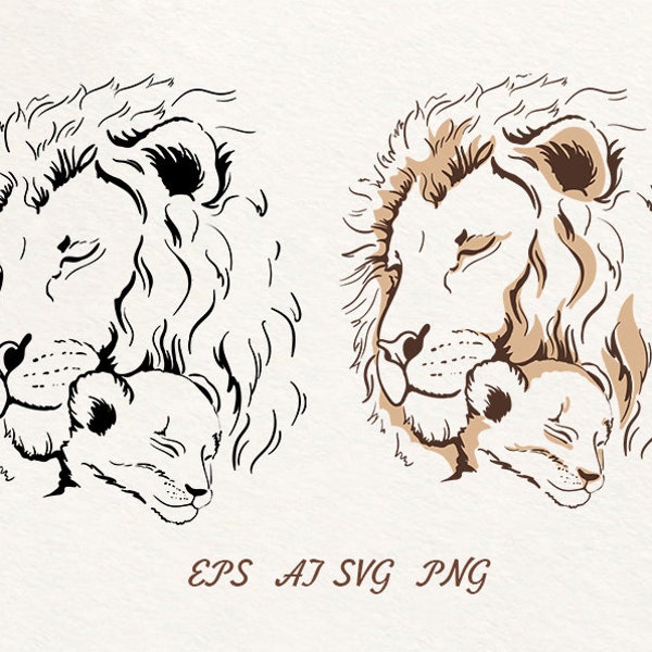 Lion Face Family Baby Svg Lion Head Svg Lion Svg Lion King Svg Leo Svg Lion  Instant Download