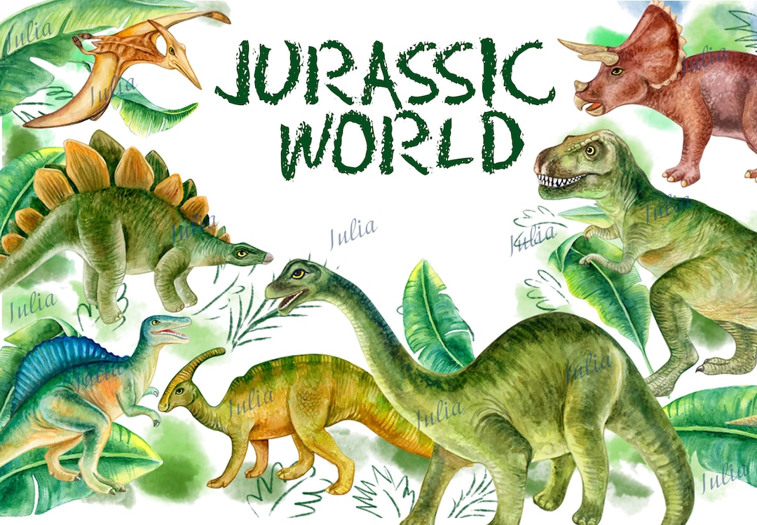 Watercolor Dinosaurs Clipart Hand Painted Illustrations. Set - Etsy ...