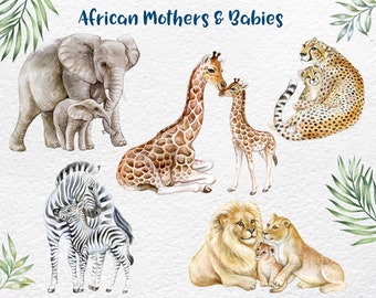 Mom And Baby Animal Etsy