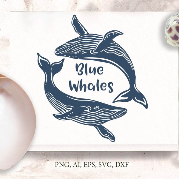 Blue Whale. SVG DXF, Whale cut file for laser, svg for Cricut, dxf for plasma, wall decor, Silhouette decal, ocean ClipArt vinyl