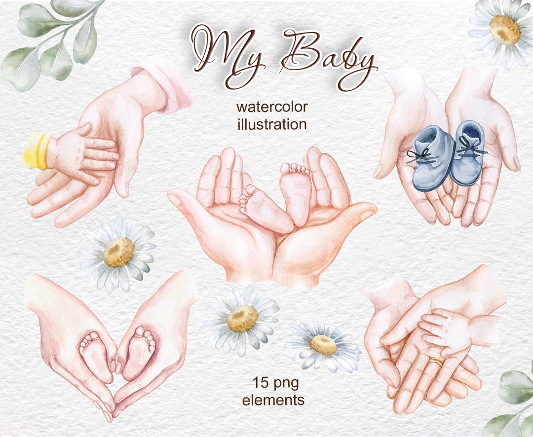 Baby Newborn Watercolor Clipart, Baby Shower, Nursery Kids Clipart ...