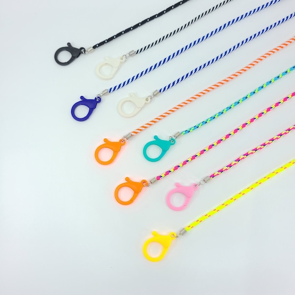 Various Color Face Mask Lanyard With Safe Clip, Face Mask Necklace, Face Mask Neck Strap, Colorful Mask Chain For Kids