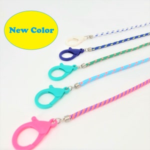 Cordino per maschera facciale di vari colori con clip di sicurezza, collana per maschera facciale, tracolla per maschera facciale, catena maschera colorata per bambini, ritorno a scuola