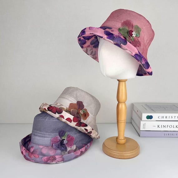 Floral Print Cotton Linen Bucket Hat: Women display picture 2