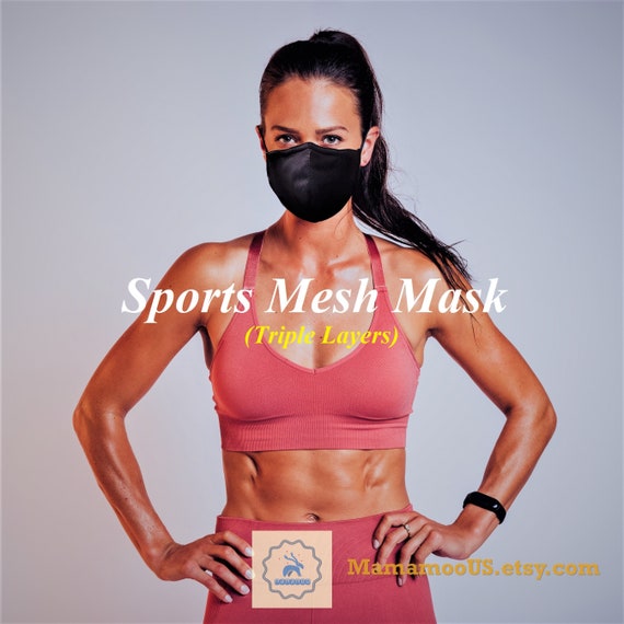 Active Sports Face Mask, Athletic Face Mask, Workout Gym Face Mask Cool  Mesh Face Mask 3 Layers With Filter Pocket. Triple Layer Mesh Mask 