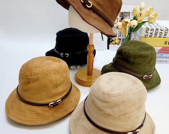Suede coach fall hat Suede Coach Bucket Hat, Size P/small, ADORABLE! - Etsy main image 3