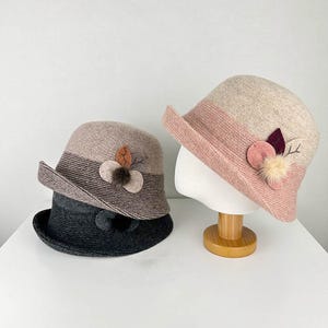 ハット Wool Blended Plain Bucket Hat Annie (5 colors) Wool Blended Plain Bucket Hat Beanie Warm Cap Annie, Korean