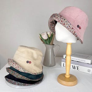Vintage Cord Hut Herbst / Winter, Warmer Cord Eimer Hut, Urlaub Geschenk