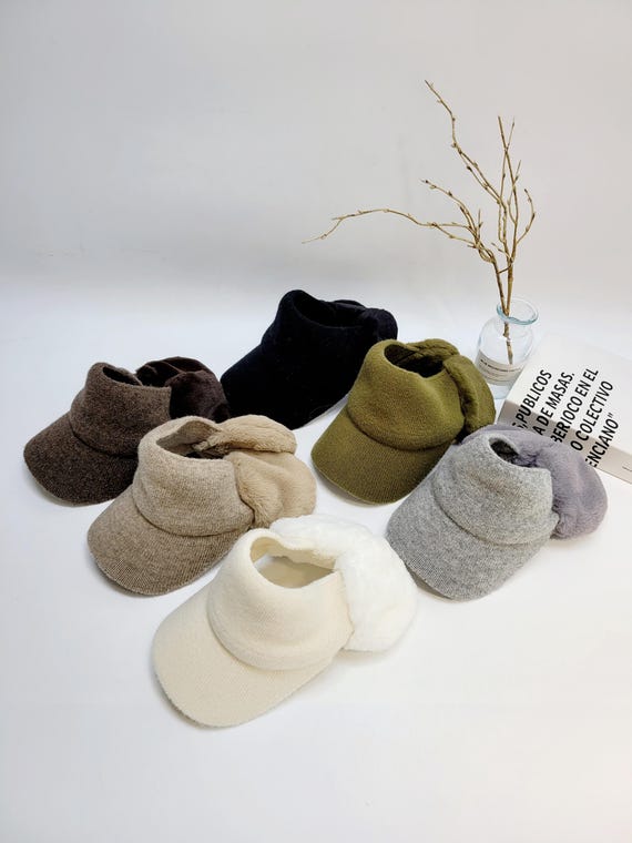100% Wool Earmuff Visor, Winter Sun Visor With Earflaps - Etsy