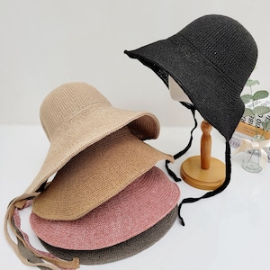 Cappello estivo a tesa larga super traspirante in carta di gelso 100% naturale, cuffia da spiaggia, cappello da sole a tesa extra larga