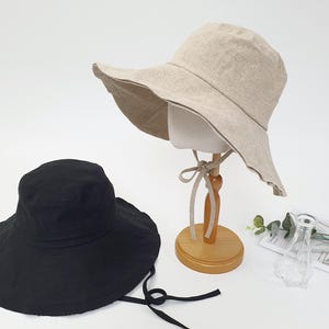 100% Leinen Frühling / Sommer Mütze mit breiter Krempe, Sommer Eimer Hut mit breiter Krempe, Strand Hut, Floppy Fischer Hut, Safari im Freien