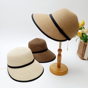 100% Natural Straw Wide Brim Summer Hat, Summer Beach Hat, Summer Outdoor Hat, Gift for her