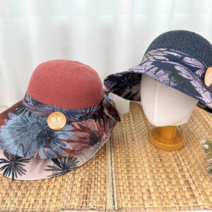 Women&#39;s Summer Floral Bucket Hat with Large Brim, Large Brim Sun Hat, Wide Brim UV care beach hat, Gift for her