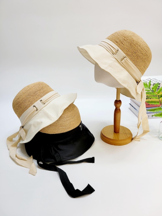 Lot‎ Of 3 Womens Wide Brim Sun Hat White Raffia Raffia Fabric Beige Summer Lot Of 3 Womens‎ Wide Brim Sun Hat White Raffia Raffia  main image 3