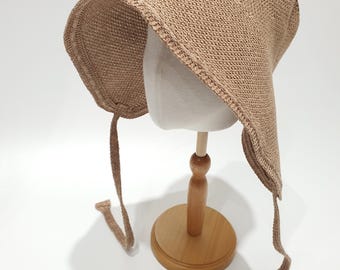 Extra Wide Brim Breathable Summer Bonnet, Cotton Straw  Summer Bonnet, Classic Summer Bonnet, Ponytail Hat