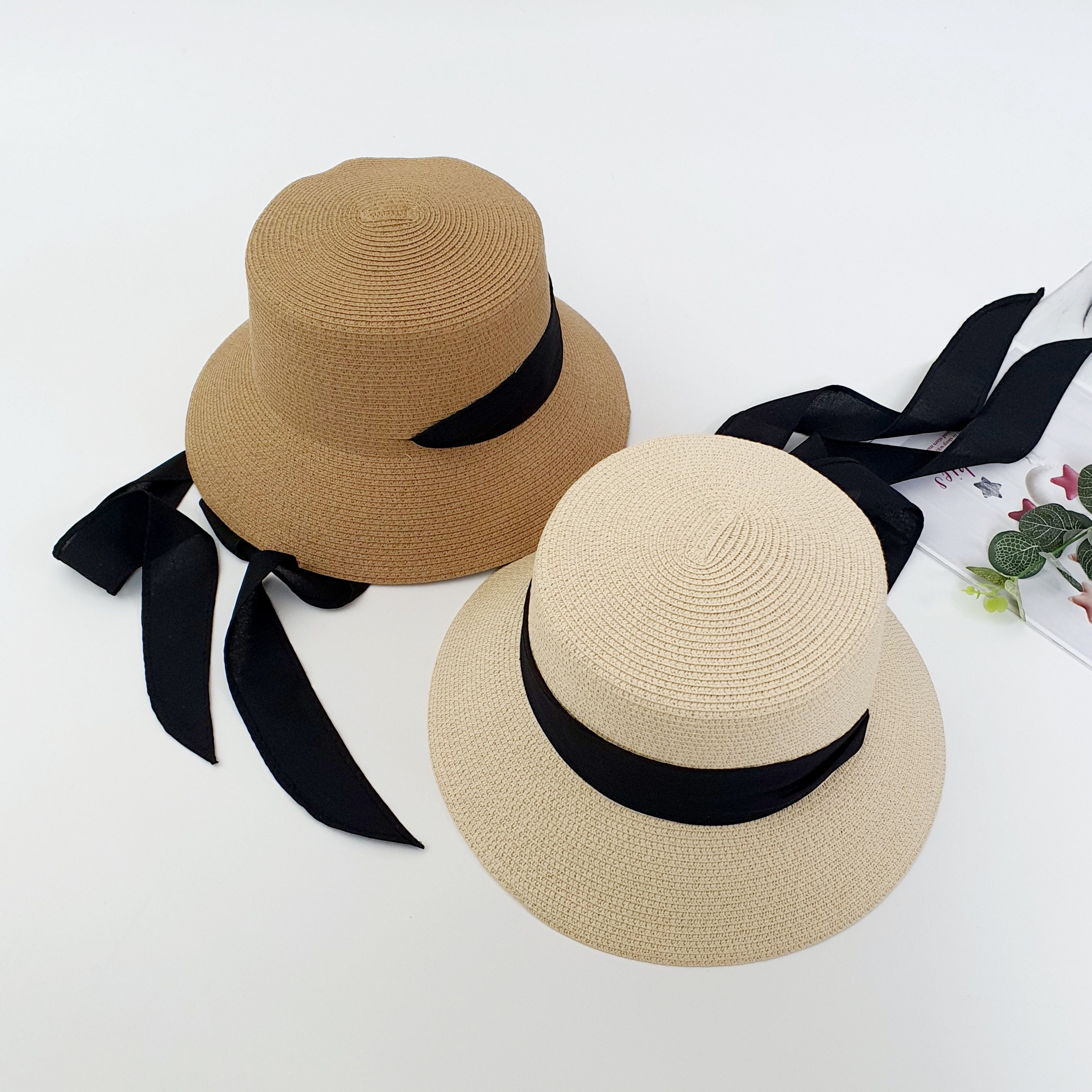 Natural Straw Wide Brim Summer Hat: Removable Ribbon Tie - Etsy