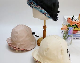 Floral Print Cotton Bucket Hat: Foldable Sun Hat
