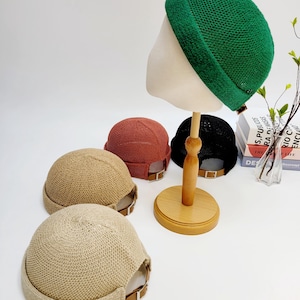 Unisex Sommer Docker Cap, Bunter Atmungsaktiver Sommer Docker Hut mit Lederband, Stylischer Docker Hut