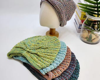 Super Soft Relaxed Fit Cotton Beanie, 100% Cotton Slouchy Hat, Chemo Hat, Spring Summer Beanie