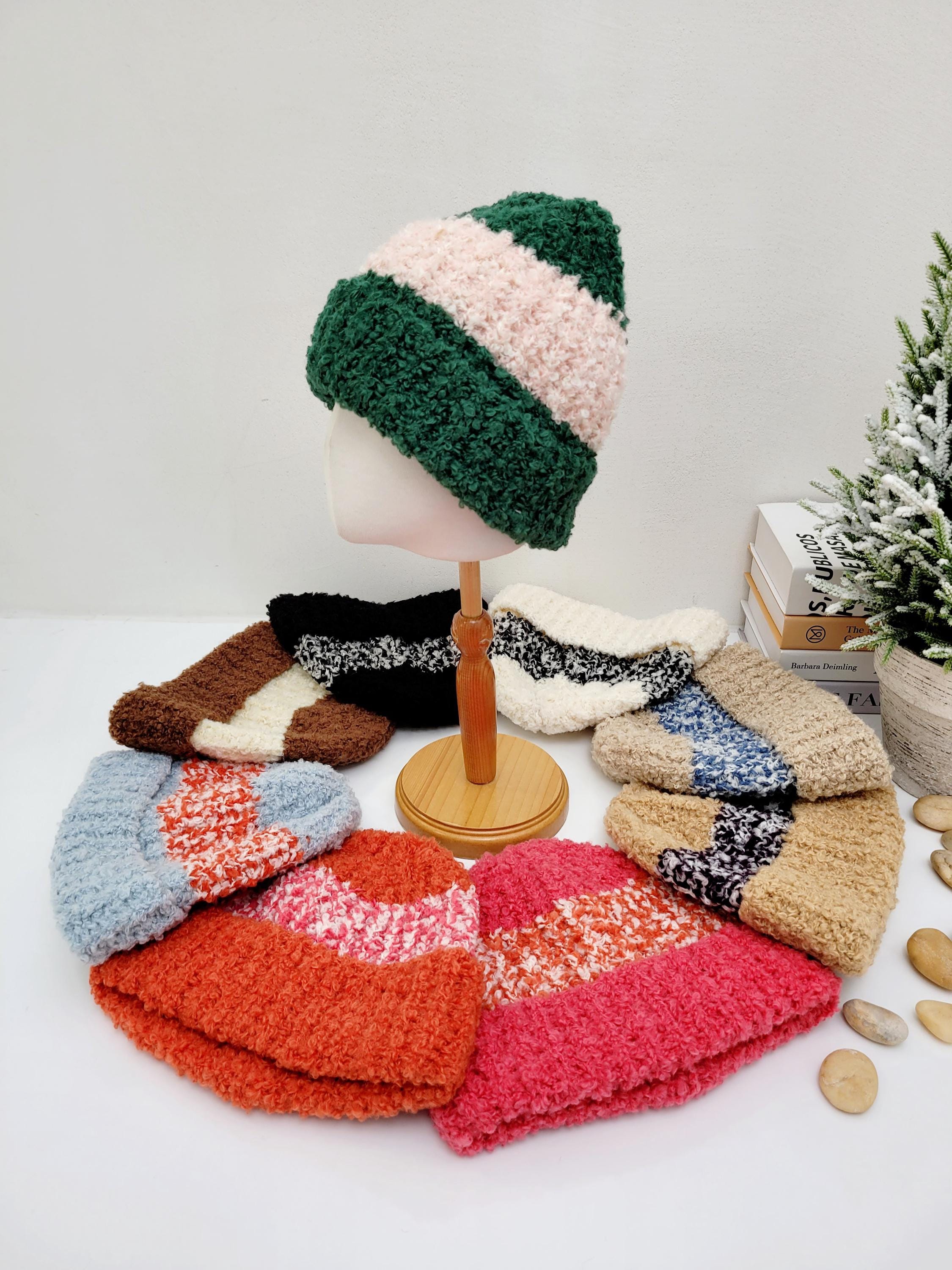 Alpaca Wool Winter Beanie: Colorful Stripe Knit Hat - Etsy display picture 2