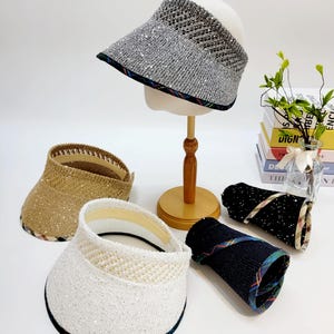Must have Summer Daily Sun Visor with Spangle Lurex Fabric, Stylish Breathable Sun Visor with Full UV Protection Treatment