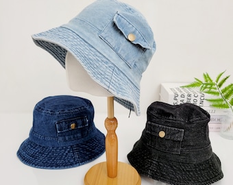 Gewaschener Baumwoll Canvas Denim Fischerhut: Outdoor Safari Style