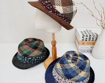 Colorful Straw Fedora: Unisex Summer Hat, Adjustable Fit