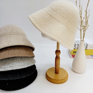 ハット Wool Blended Plain Bucket Hat Annie (5 colors) Wool Blended Plain Bucket Hat Beanie Warm Cap Annie, Korean