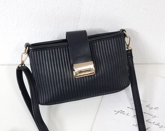 Stylish pleated soft leather crossbody bag, Women's elegant crossbody handbag, Shoulder bag, Gift for her