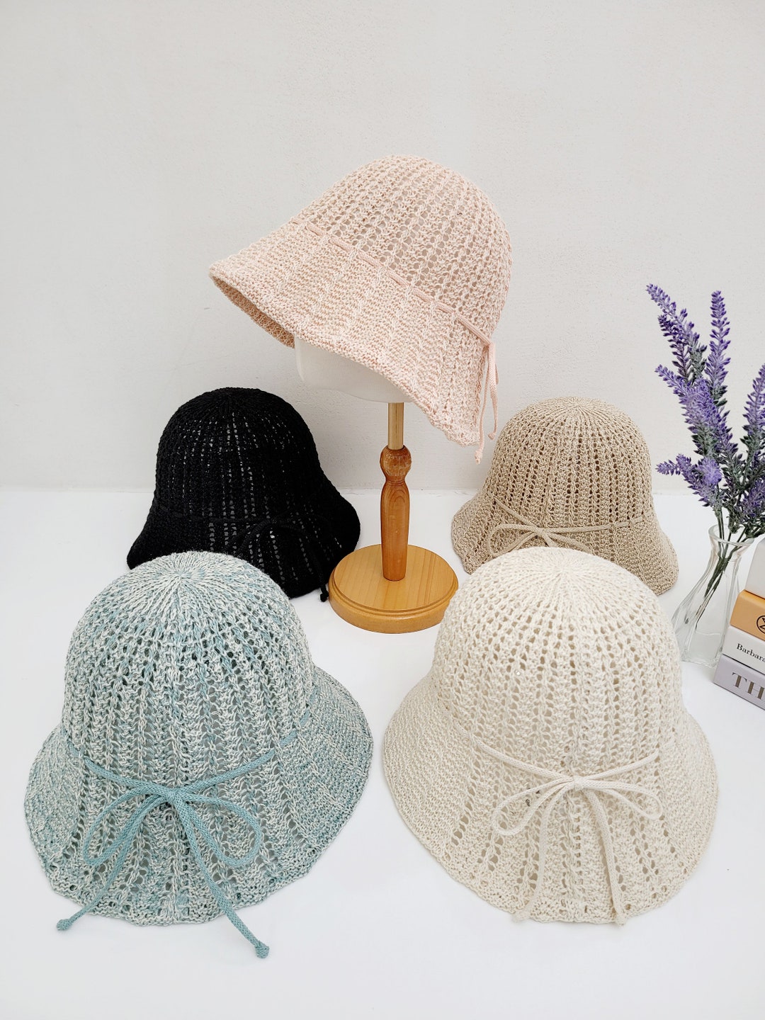Cotton Knitted Summer Bucket Hat: Breathable Sun Hat - Etsy