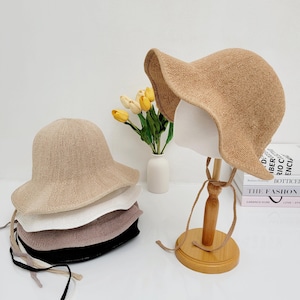 Wide Brim Breathable Summer Bonnet, Cotton Straw  Summer Bonnet, Classic Summer Bonnet, Ponytail Hat