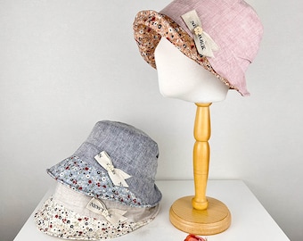 Linen Floral Bucket Hat: Women's Summer Sun Hat