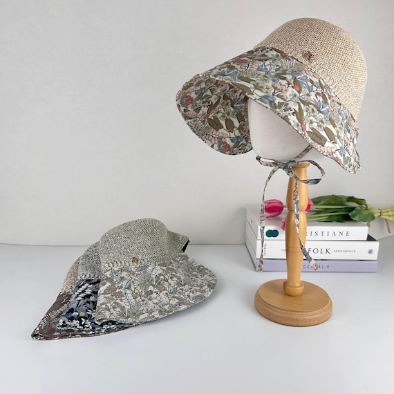 Floral Patterned Wide-Brim Hat Bulletgxll Women Wide Brim Sun Hat Floral Pattern UV  main image 3