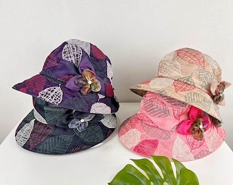 Floral Print Cotton Linen Bucket Hat: Women's Spring Summer Sun Hat